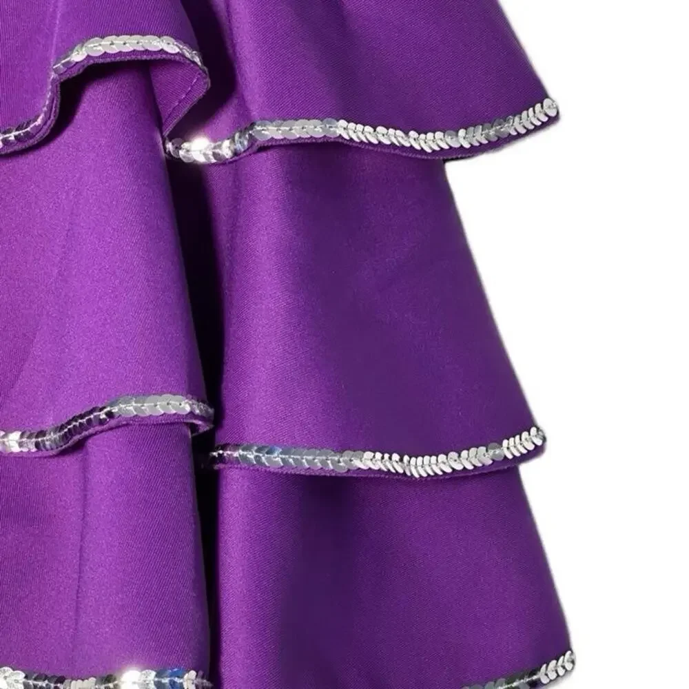 Weissman Purple Sequin Kids tiered dance dress Costume with small flaw Size IC